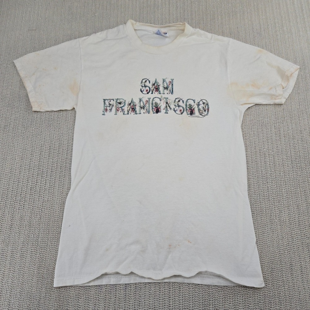 Vintage San Francisco California Shirt Womens Small White Hummingbird Graphics